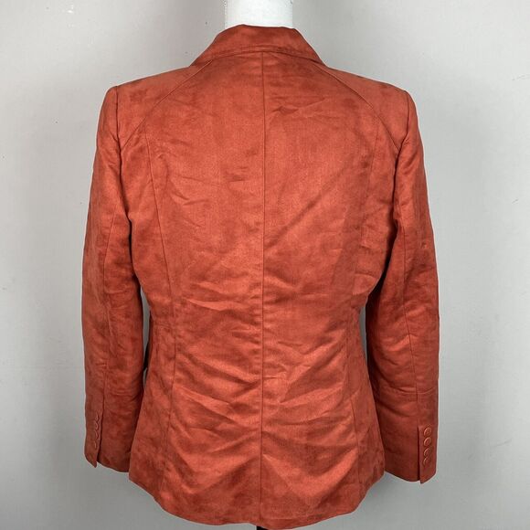 Nygard Collection Women's Orange Lined Collared Zipper Faux Suede Jacket Size 10 - Picture 5 of 11